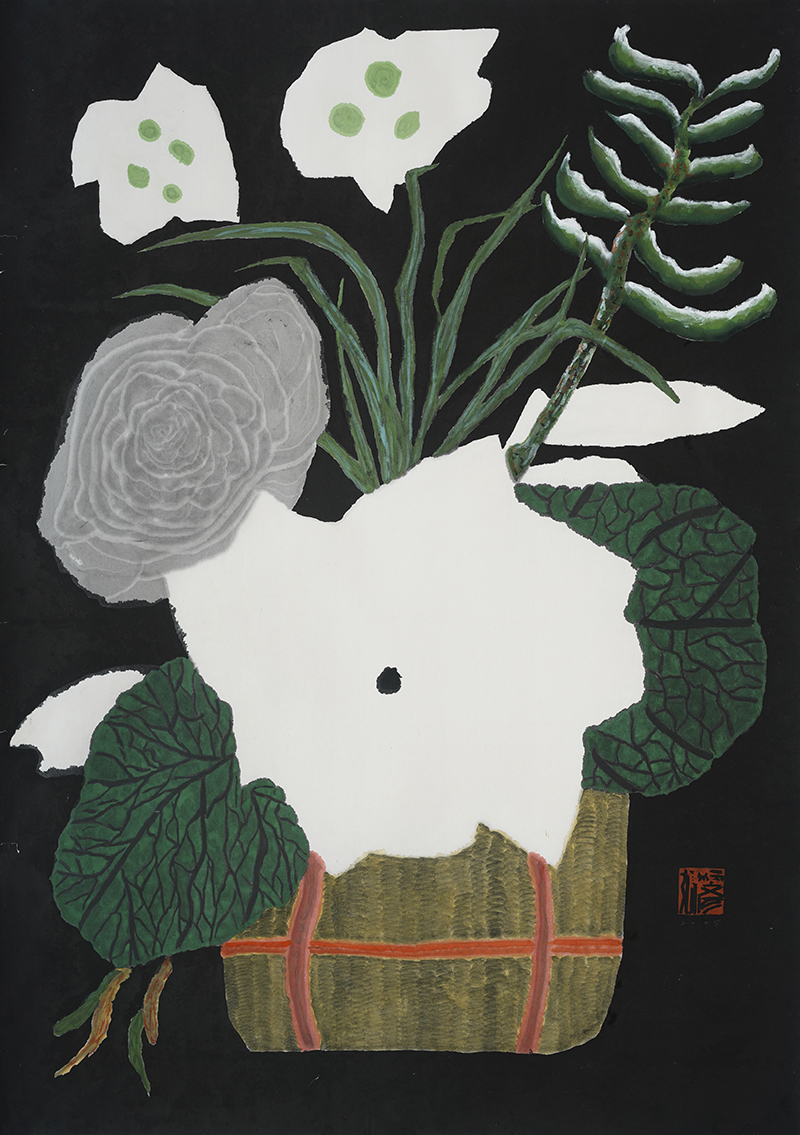 Jang Byeong Eun · Eastbrush · 张炳彥 · black_flower_052 · mixed_media_on_paper · 1189mm_x_841mm · 2025